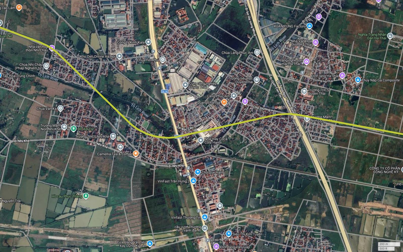 Tuyến metro số 13 Hà Nội cắt Quốc lộ 1A tại Bắc Cầu Quán Gánh rồi vượt cao tốc Pháp Vân Cầu Giẽ ở Duyên Thái